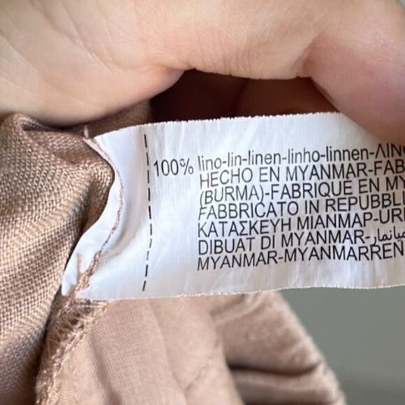 Zara Women's Linen Tapered Trousers in Beige Size LARGE - Picture 5 of 5